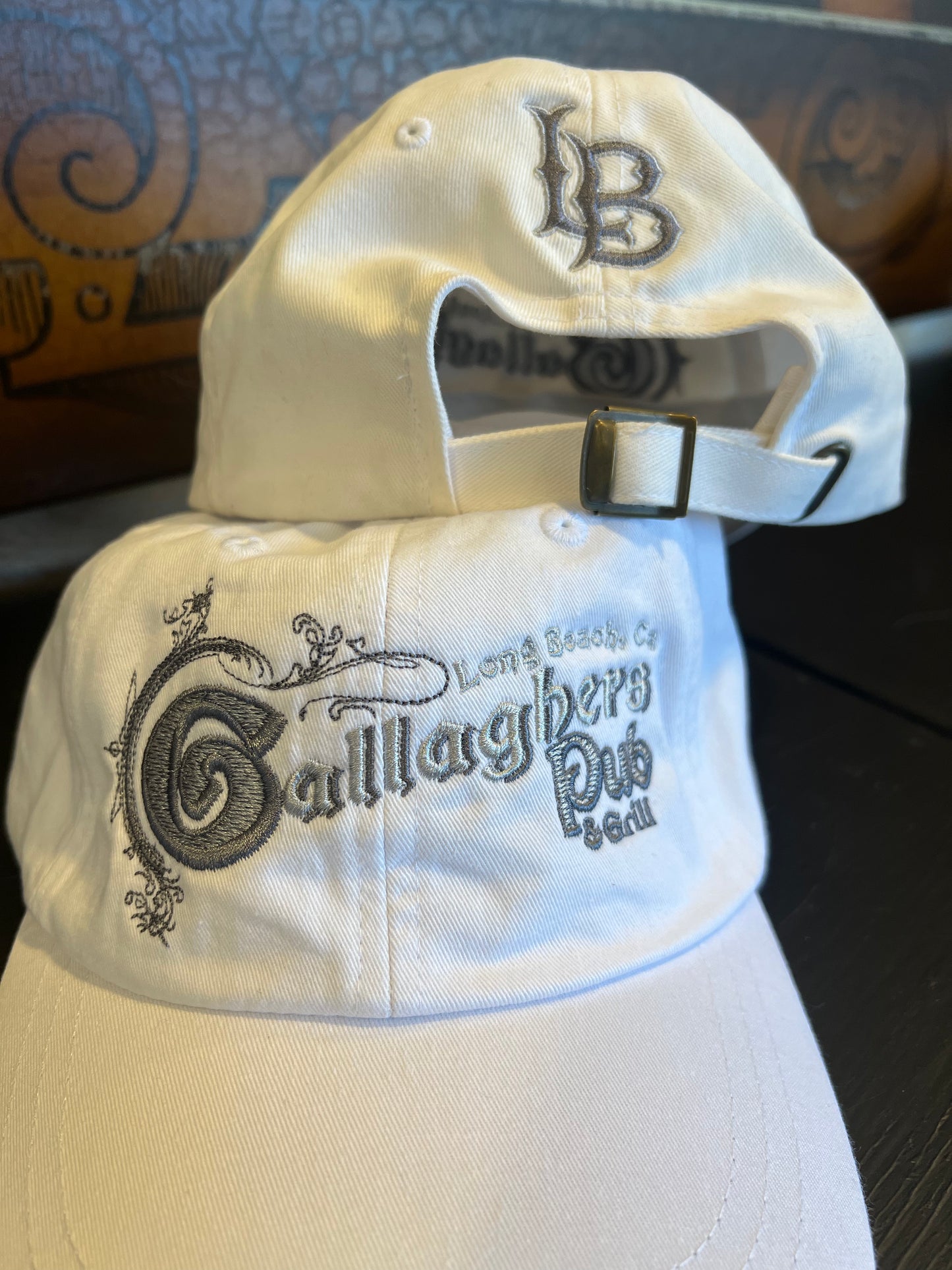 Gallagher's Pub Long Beach OG logo Dad Hat- White/ Silver Two Tone